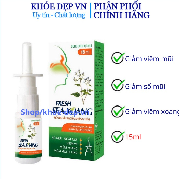 Xịt xoang mũi dị ứng, sổ mũi, ngạt mũi Fresh Sea Xoang – Dung dịch xịt mũi 15 ml