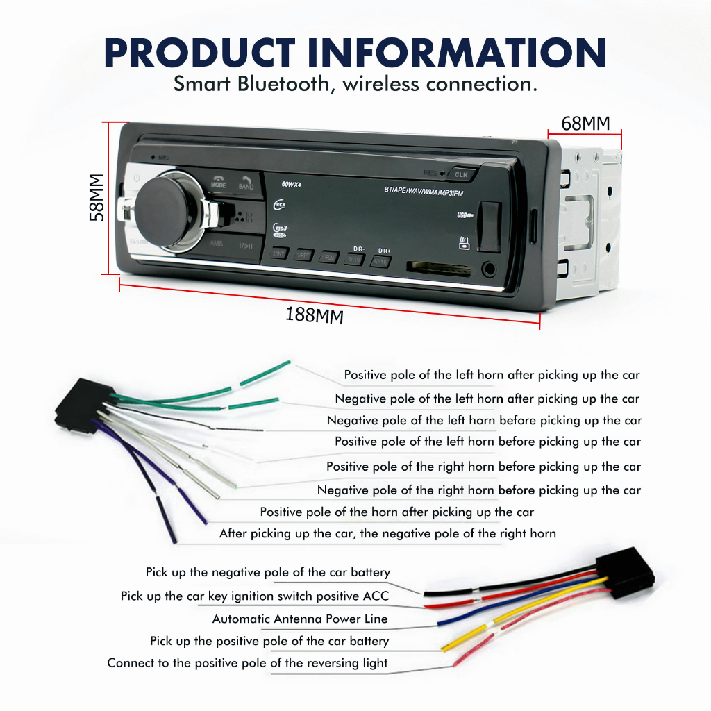 Máy nghe nhạc mp3, Đầu Nghe Nhạc Ô Tô 12V，JSD-520,Đầu phát âm thanh nổi trên xe hơi Bluetooth Radio MP3 / USB / SD/ AUX-IN /FM