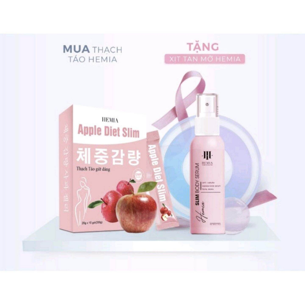 Thạch Táo Giảm Cân Hemia Hàn Quốc chính hãng Apple Diet Slim Hộp 10 Gói