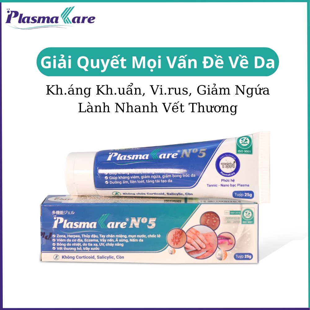 Kem Bôi Da Nano Bạc PlasmaKare No5 Giảm Ngứa, Hỗ Trợ Kháng Khuẩn Da, Giảm Bong Tróc, Mau Lành Da cho chàm, á sừng, zona