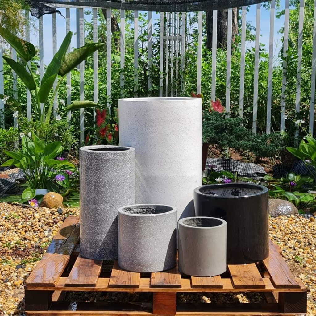 Chậu Đá Mài TRỤ TRÒN trồng cây