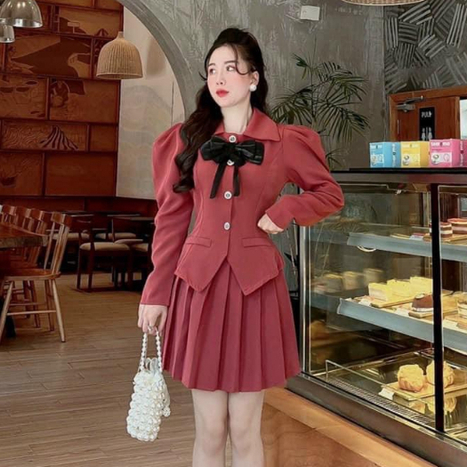 Sét Áo Nơ Tay Bồng Mix Chân Váy Nữ QC Cao Cấp  Cùng CAROLL Rinh Đồ Tết FREESHIP Bộ đồ phong cách cá tính Siêu Hót Hít