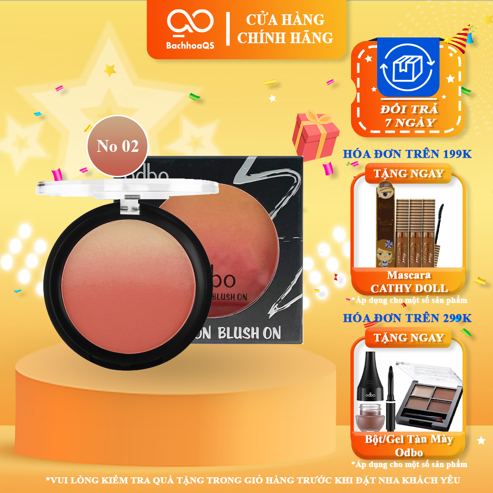 Phấn Má Hồng Odbo Gradation Không Nhũ Tông Cam Đậm - Phấn Má Không Nhũ Tông Cam Đậm OD159 No.02