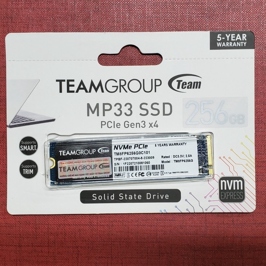 Ổ cứng NVME PCIe 256GB GEN 3X4 chính hãng TEAMGROUP