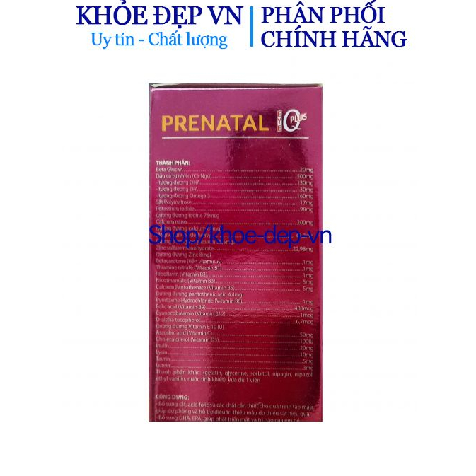 Viên uống Prenatal bổ bầu – Tốt cho phụ nữ mang thai – Bổ sung sắt, máu và acid folic, DHA, EPA, phát triển trí não – Hộ