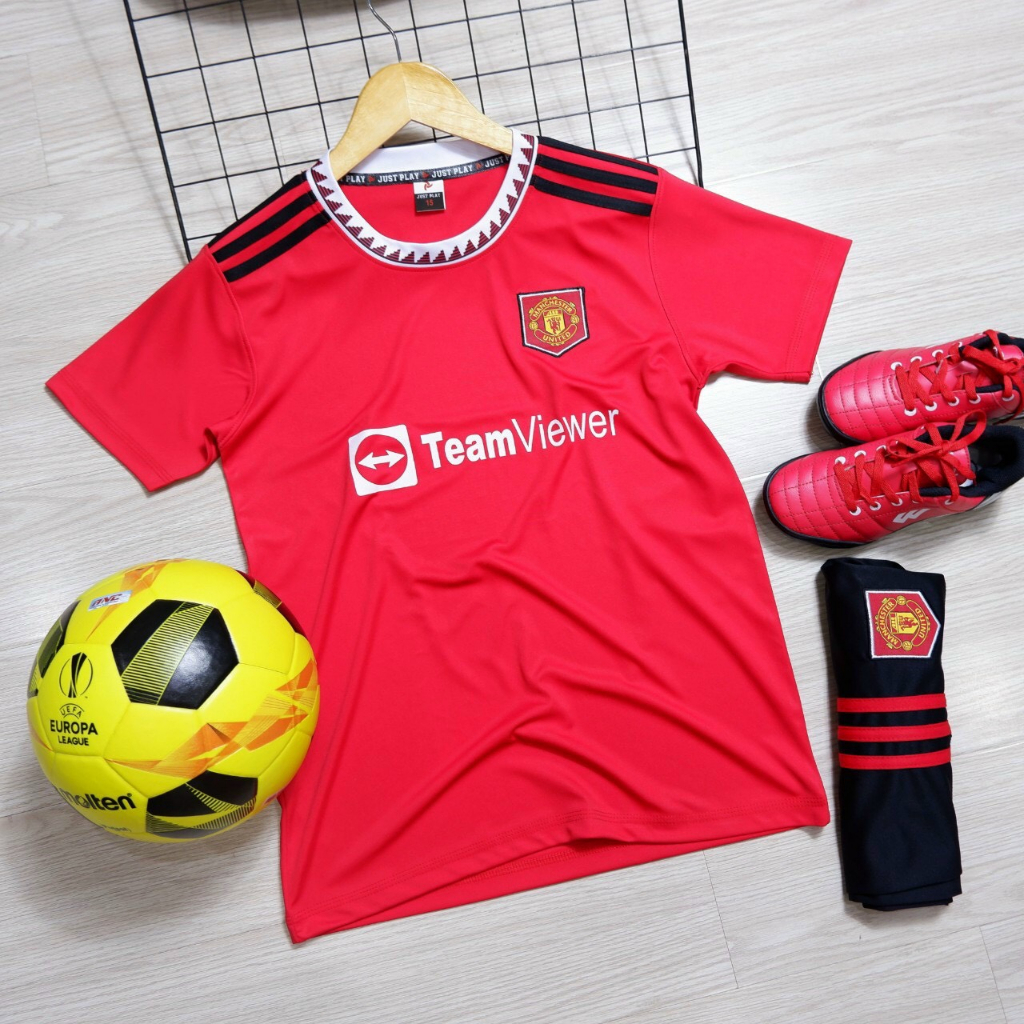 Quần áo bóng đá trẻ em ManU logo thêu , đồ đá banh trẻ em Manchester United thun lạnh cao cấp B1