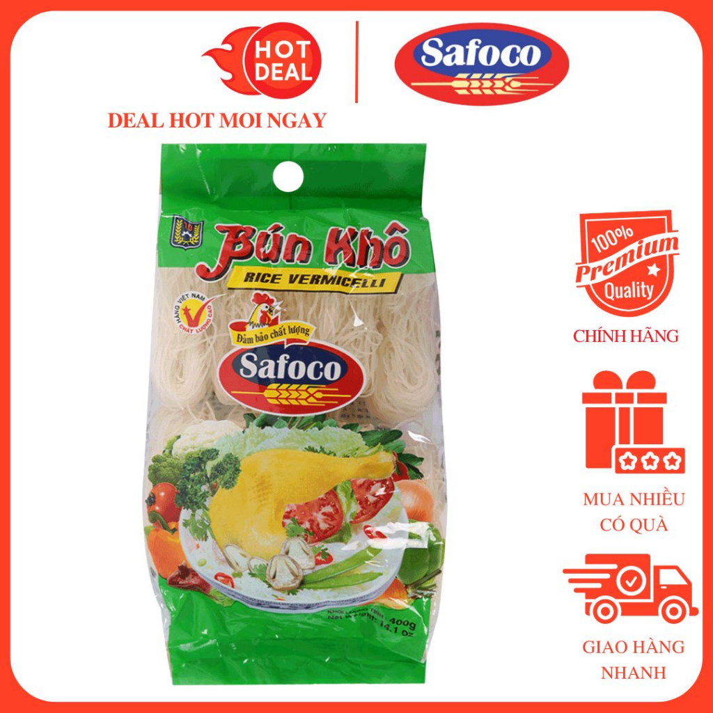 Bún Tươi Safoco Gói 300G/400G Hàng Chính Hãng - 100% Chế Biến Từ Gạo Tẻ