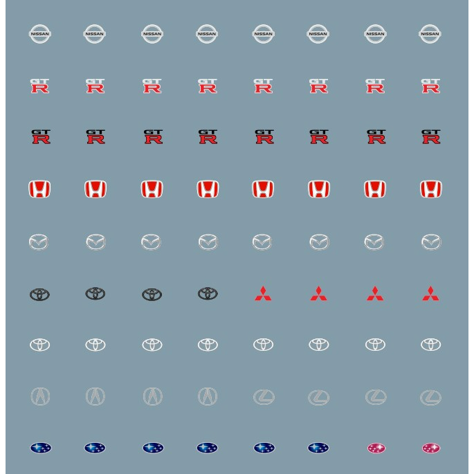 Decal nước LOGO các hãng xe Nhật cho xe mô hình 1:64 (DARK TONE)