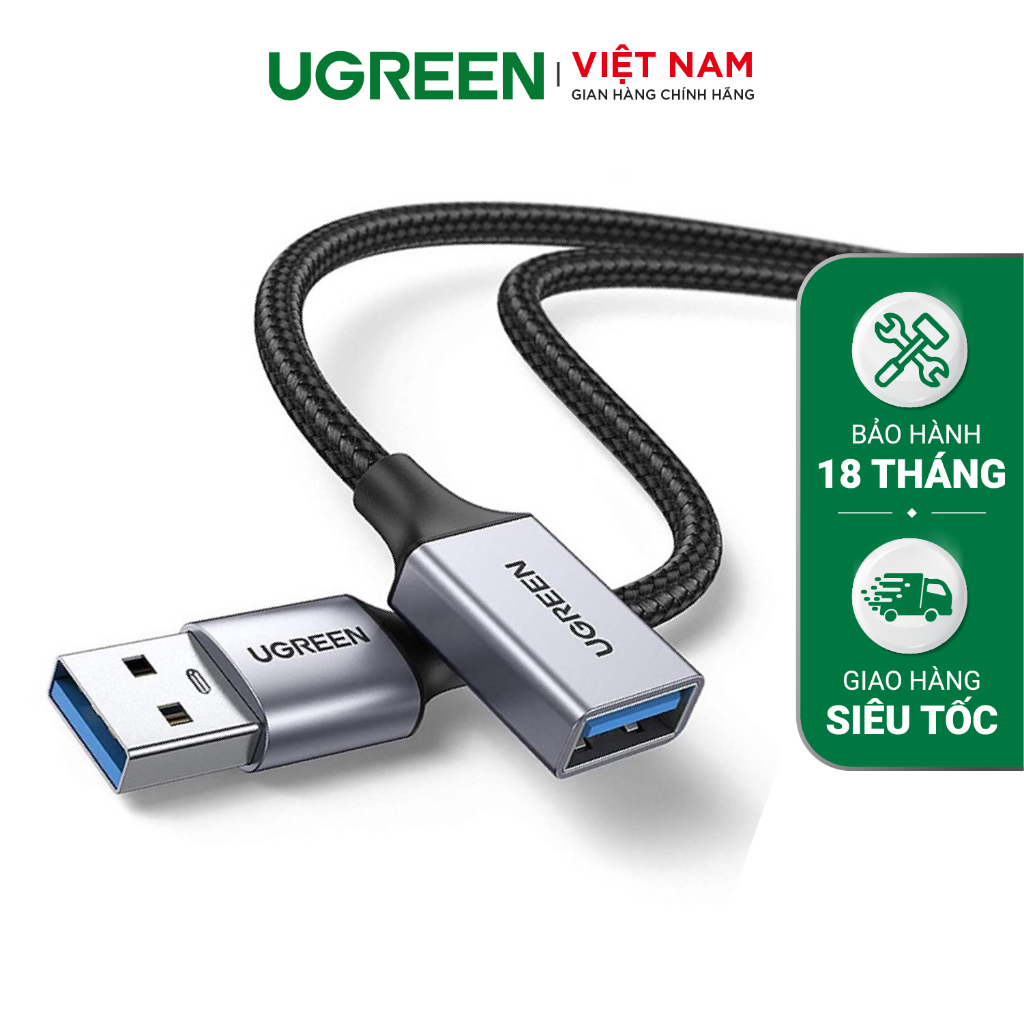 Cáp nối dài USB 3.0 dây bện UGREEN US115 độ dài từ 0.5-2m