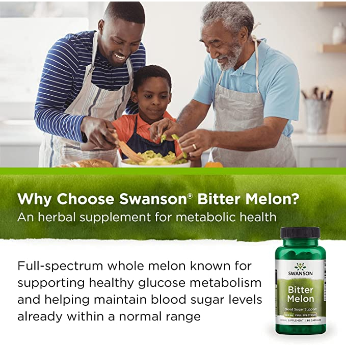Swanson Full Spectrum Bitter Melon 500mg - Viên uống mướp đắng hỗ trợ đường huyết cho người bệnh tiểu đường 60 viên