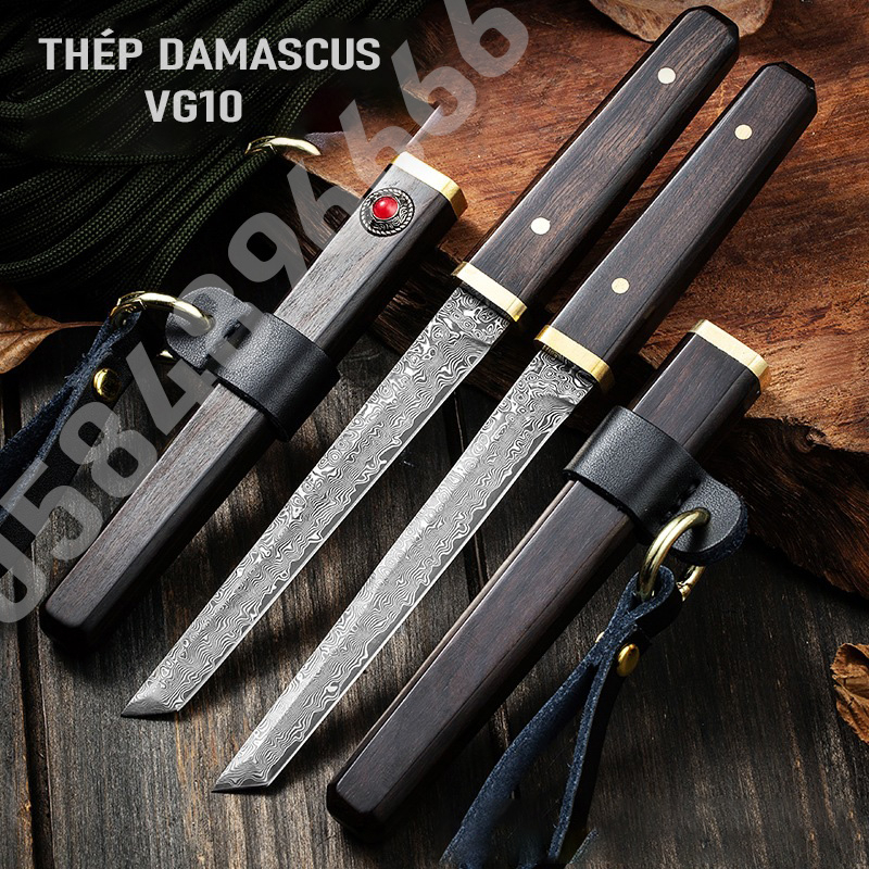 Dao Thái Hoa Quả SinhTồn Bỏ Túi Thép Damascus VG10 Chính Hãng