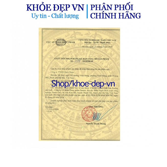 Viên uống Nano Canxi Vitamin K2 D3 bổ sung canxi, hỗ trợ phát triển xương và chống loãng xương – Hộp 60 viên