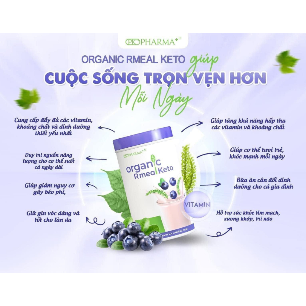 Bữa Ăn Lành Mạnh Organic Rmeal Keto Pkpharma,Bổ sung các vitamin,khoáng chất và dinh dưỡng,giảm nguy cơ gây béo phì