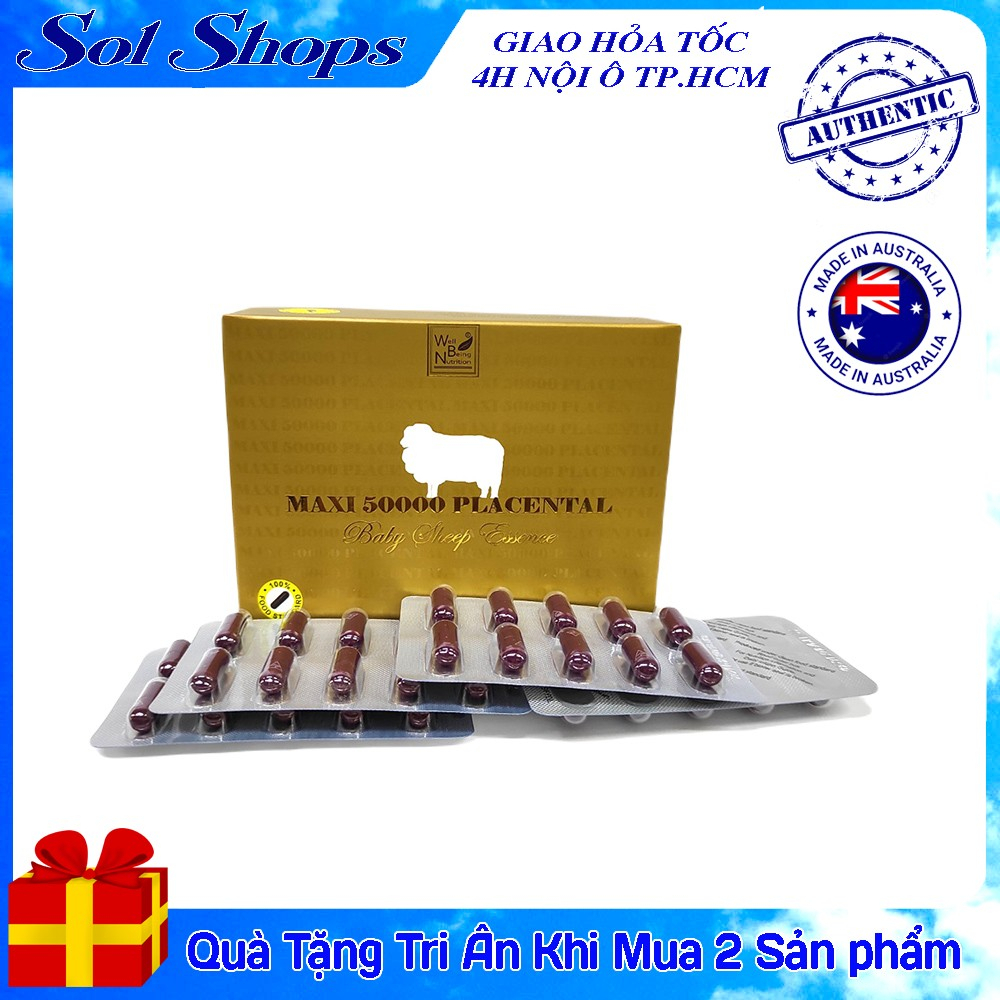 Viên Uống Nhau Thai Cừu Maxi Sheep Placenta 50000mg 100 Viên- Sol Shops