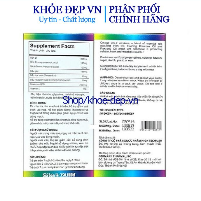 Omega 369 - Hộp 100 viên - Tăng cường dưỡng chất cho mắt giúp mắt sáng- Chuẩn BYT