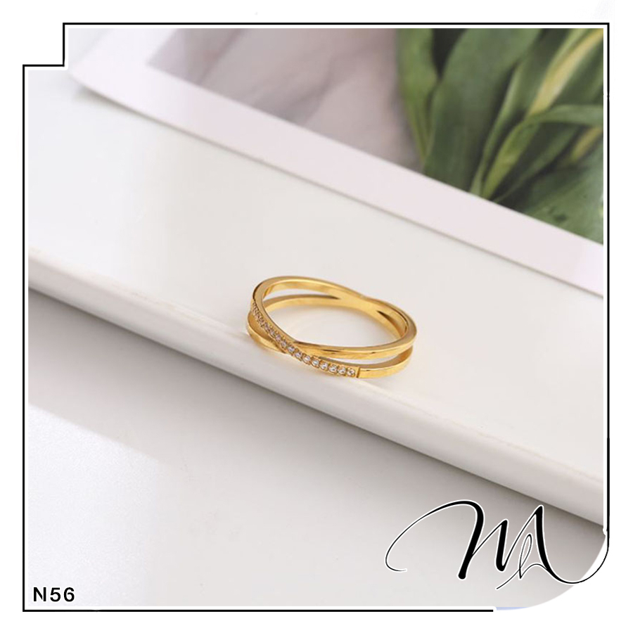 Nhẫn nữ Titan chéo chữ X đính đá trắng - Măng’s House N56