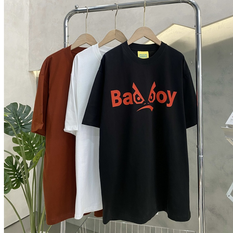 Áo thun unisex nam nữ tay lỡ form rộng OVERSIZE chữ BAD BOY, áo phông cực ngầu basic dễ phối đồ