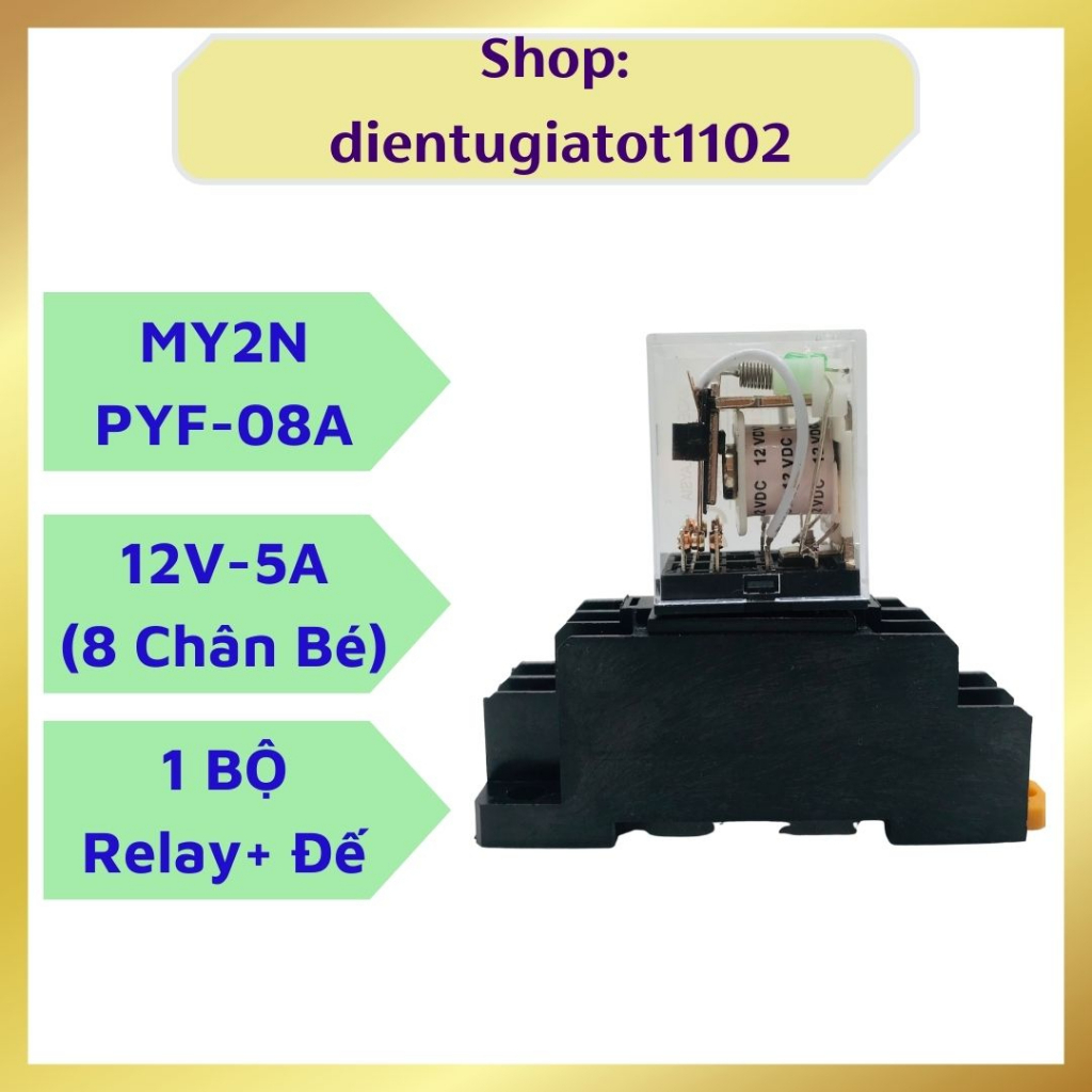 Relay trung gian 12V5A 8 chân, rơ le trung gian, rơ le 12v5a 8 chân [Omron]