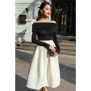 Chân váy midi xòe gấu bản to dáng dài huong boutique - hbz443
