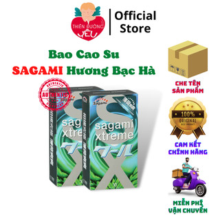 Bao Cao Su SAGAMI SPEAMINT Hương Bạc Hà, Giúp Hưng Phấn Kéo Dài Thời Gian - Hộp 10 chiếc [ Cam Kết - Chính Hãng - 100% ]