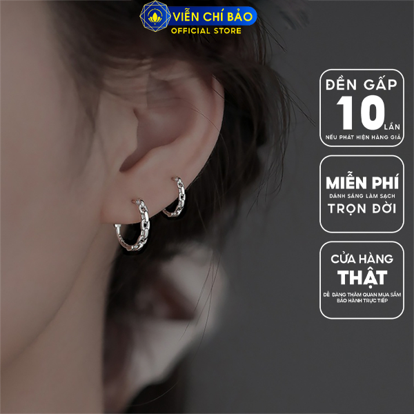 Bông tai xích tròn chất liệu bạc Thái 925 thời trang phụ kiện trang sức nữ Viễn Chí Bảo B000496