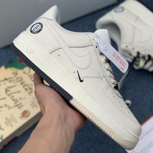 Giày _Nike Air Force 1 Low Brook Lyn Sail Black, giày AF1 Chữ B Màu Be Đế Âm Dương 2 Màu Cực Hot Full Size Nam Nữ