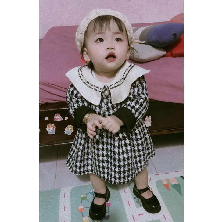 Set Váy Dạ Kèm Body Liền Thân WOWKIDS Chất Dạ Mềm Mại Cho Bé Từ 6-17kg Đi Chơi Diện Tết