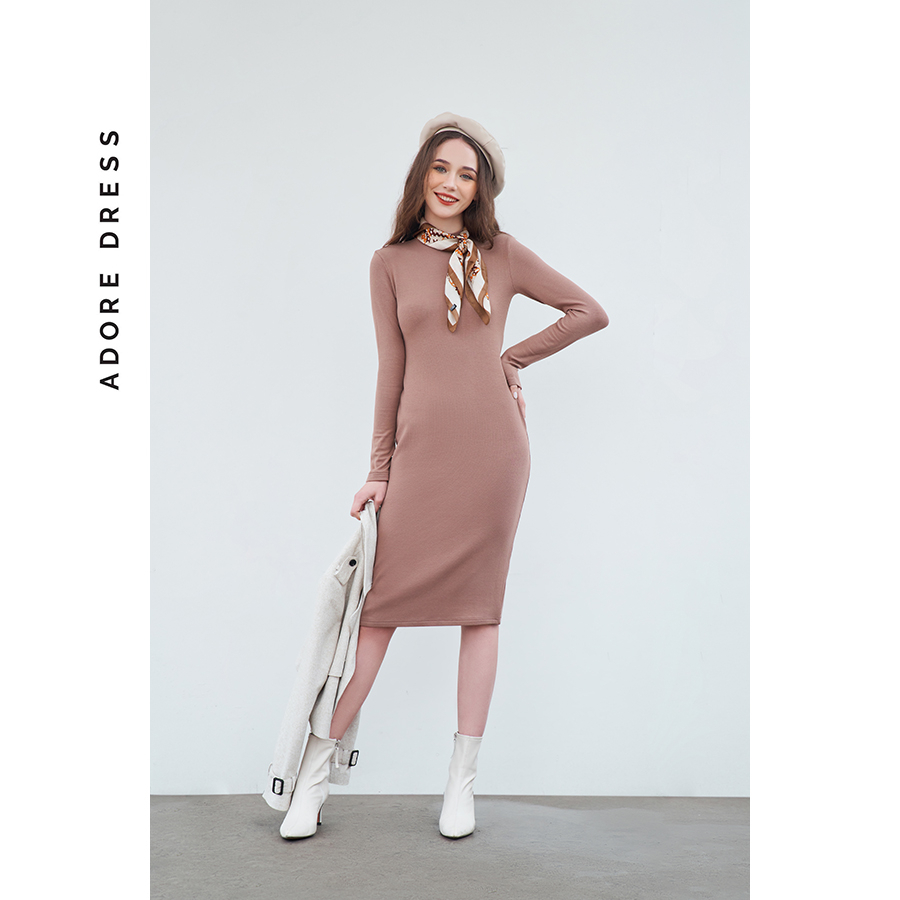 Midi len tăm tay phối khuy 4 màu 2KD0005 ADORE DRESS