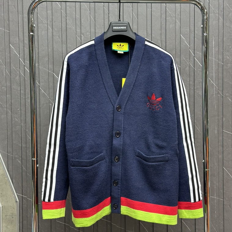 Áo khoác len Cardigan Gucci phối sọc viền túi bụng LA 1-1 on web