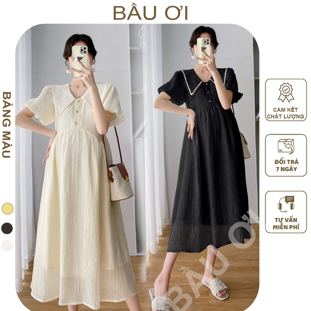 [BAUOII V181] VÁY BẦU CÔNG SỞ HÀNG THIẾT KẾ CHẤT VOAN TƠ CAO CẤP - ĐẦM BẦU MÙA HÈ KIỂU DÁNG TIỂU TƯ SIÊU XINH