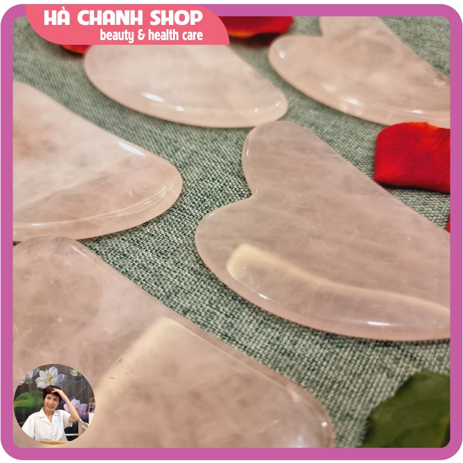 Đá Guasha Đá Massage Mặt Thạch Anh Hồng Hình Tim Mát Xa Mặt Mắt Dụng Cụ Spa Đẩy Tinh Chất Dưỡng Sinh Chăm Sóc Da
