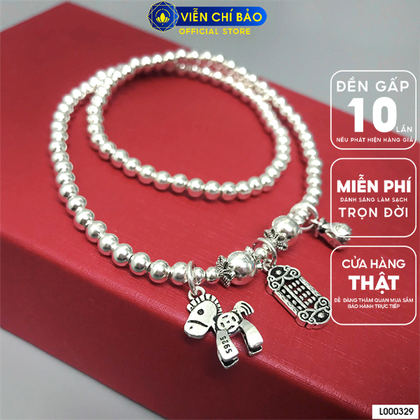 Vòng chuỗi bạc charm ngựa - bảng tính chất liệu bạc Thái 925 thời trang phụ kiện trang sức Viễn Chí Bảo L000329