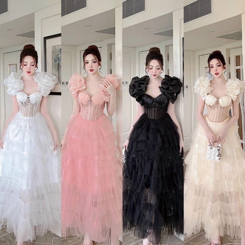 ✨ Đầm maxi bèo tay đính đá✨ HÌNH THẬT