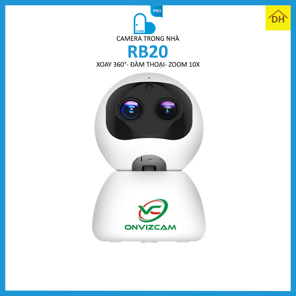 Camera CARECAM RB20 Zoom 10x Xoay 360 Độ Full HD 2.0MP 1080p- Đàm Thoại 2 Chiều- Báo Động Chống Trộm- Wifi Không Dây Tro