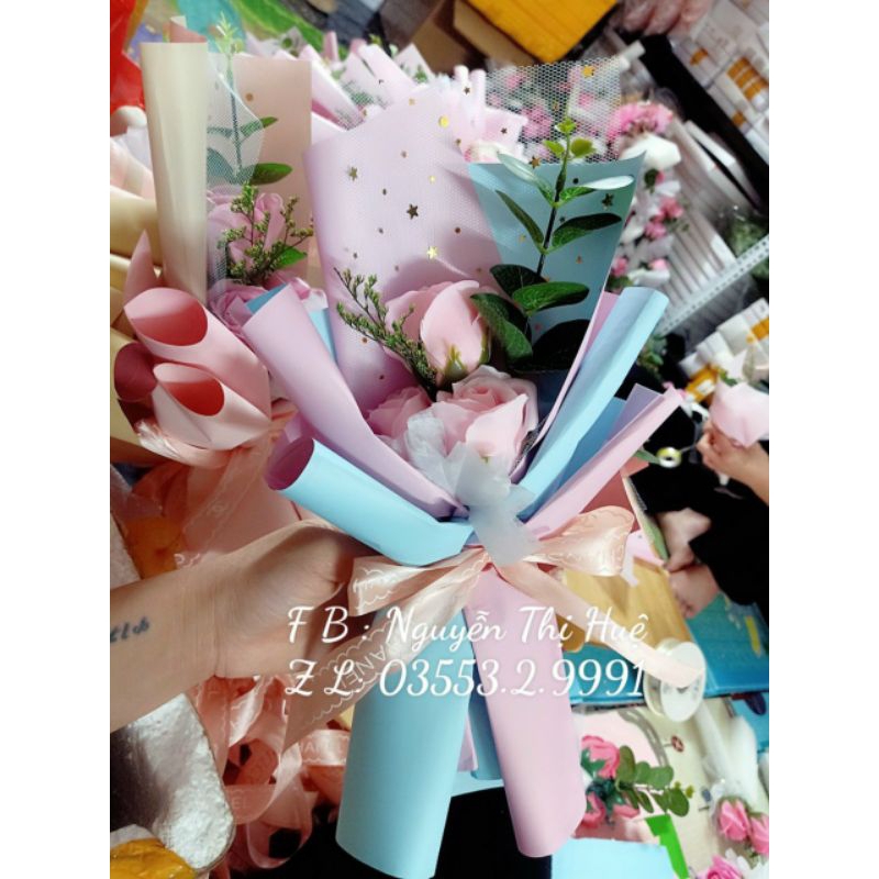 Bó hoa 3 bông sáp+túi thiệp (Vui lòng đặt từ 2 bó )