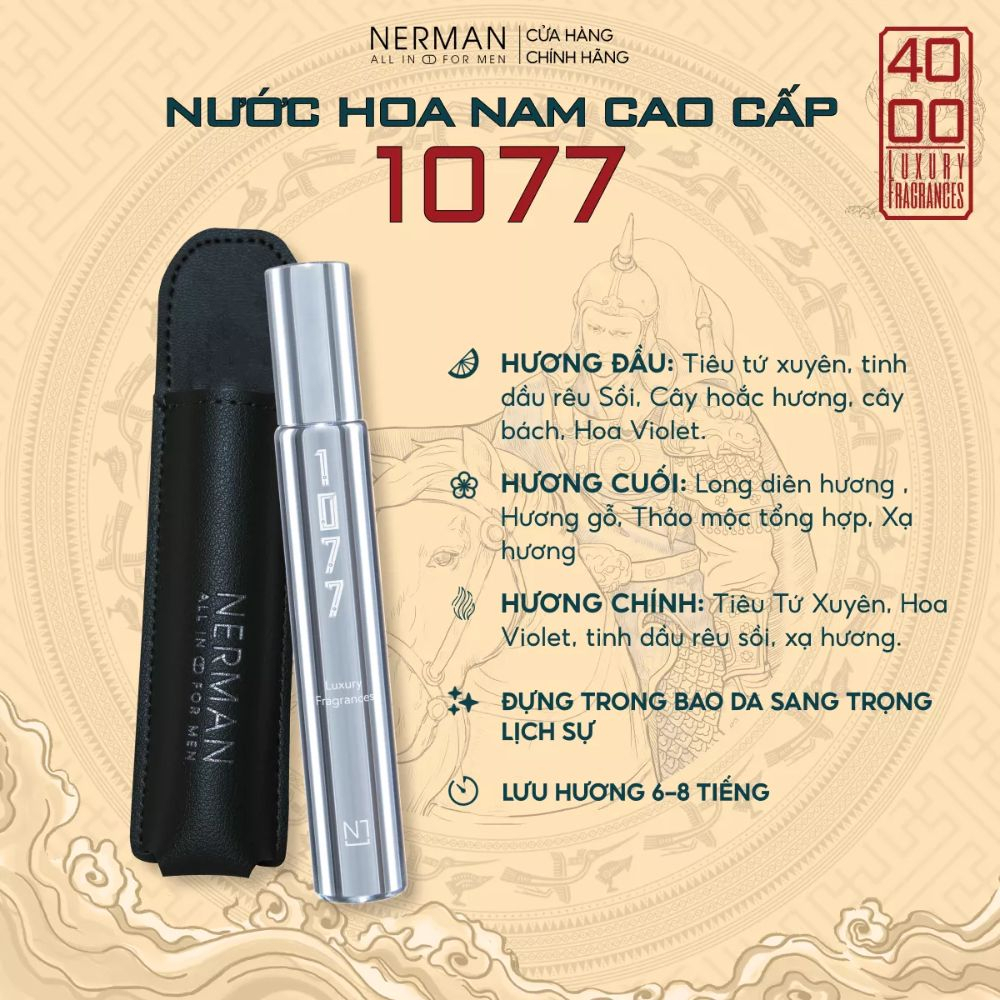 Bộ 3 chai nước hoa nam chính hãng Nerman 4000 - VERSION 2 - Hương thơm mạnh mẽ lôi cuốn, lưu hương tới 8h dung tích 10ml