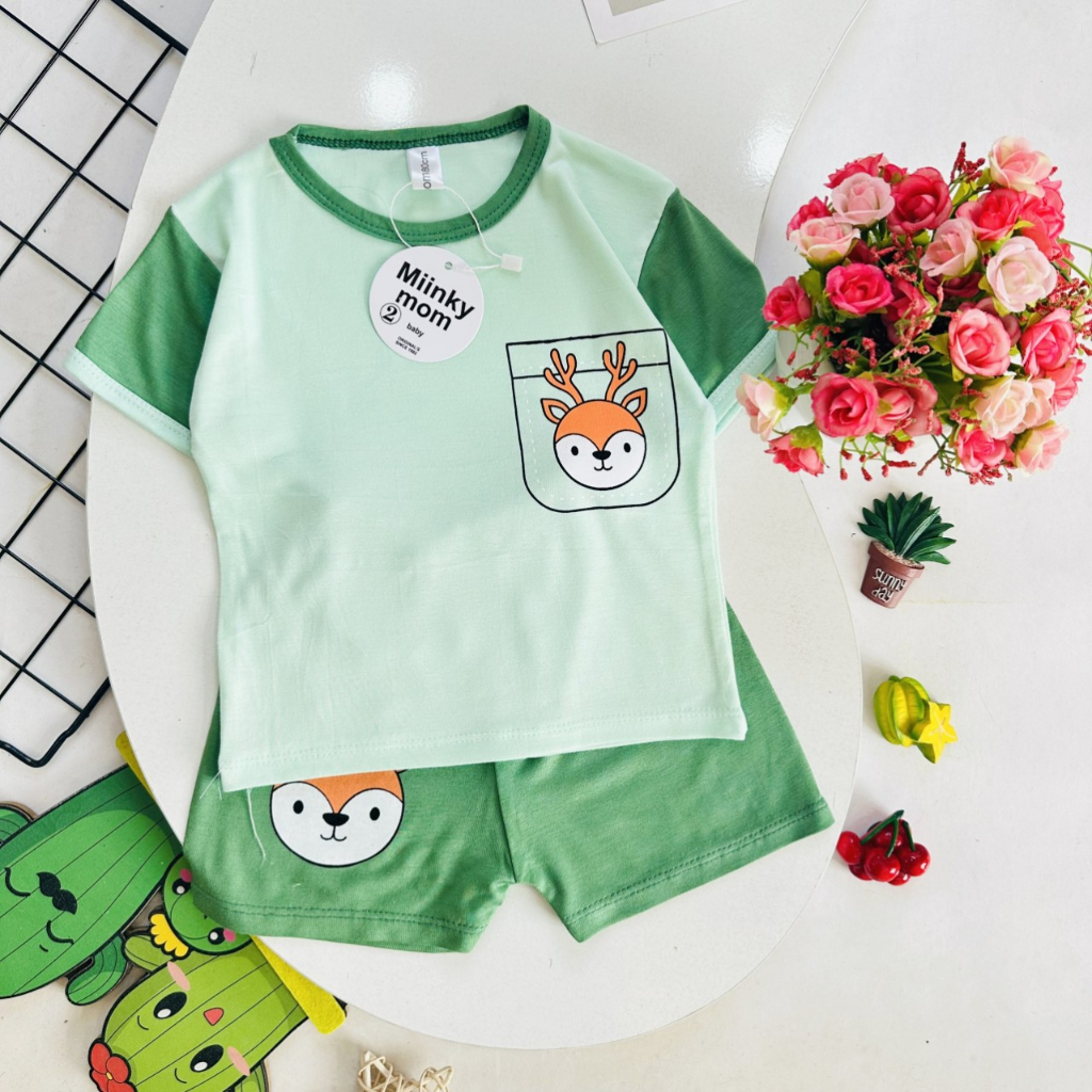 Đồ bộ bé trai , đồ bộ bé gái cộc tay thun lạnh cho bé từ 5kg đến 15kg - JKIDSVN