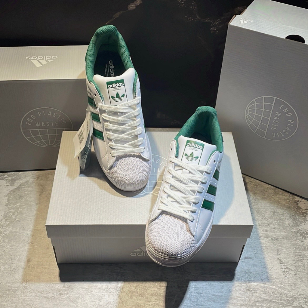 Giày Thể Thao Adidas Superstar 'Cloud White/Collegiate Green/Cloud White'. Giày Thể Thao Sò Vạch Xanh Lá