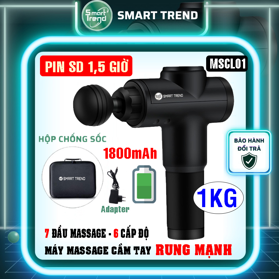 Máy Massage Cầm Tay RUNG MẠNH Smart Trend MSCL01 | 7 đầu 6 cấp độ massage tăng tốc nhanh | Có bộ xạc pin đi kèm theo máy