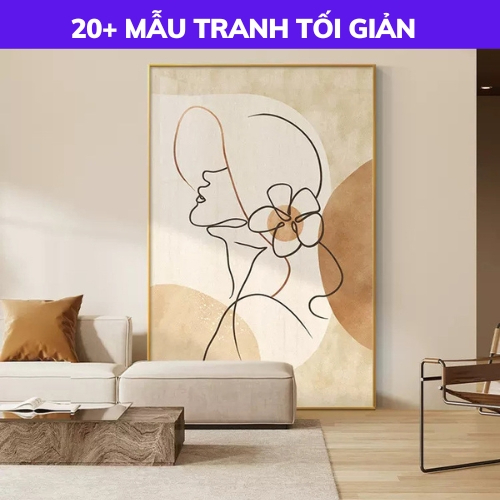 Tranh canvas tối giản cô gái nghệ thuật bắc âu đang được tìm kiếm nhiều nhất hiện nay tặng kèm đinh treo ba chân
