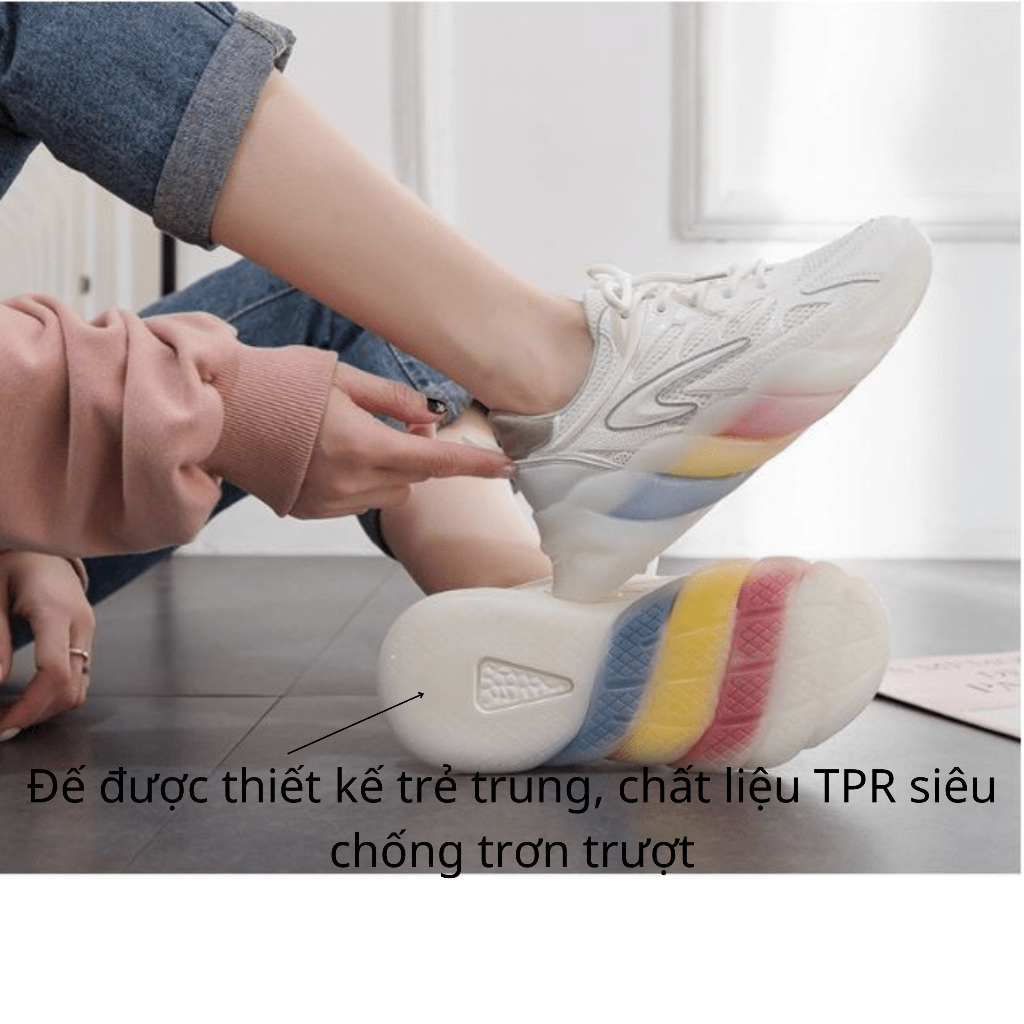 Giày thể thao PHANANH.4man'S phối lưới đế TPR tăng chiều cao thời trang nữ