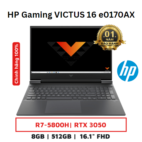 HP Gaming VICTUS 16 e0170AX 4R0U7PA | R7-5800H | 8GB | SSD 512GB | RTX 3050 | 16.1" FHD 144Hz | Mới chính hãng