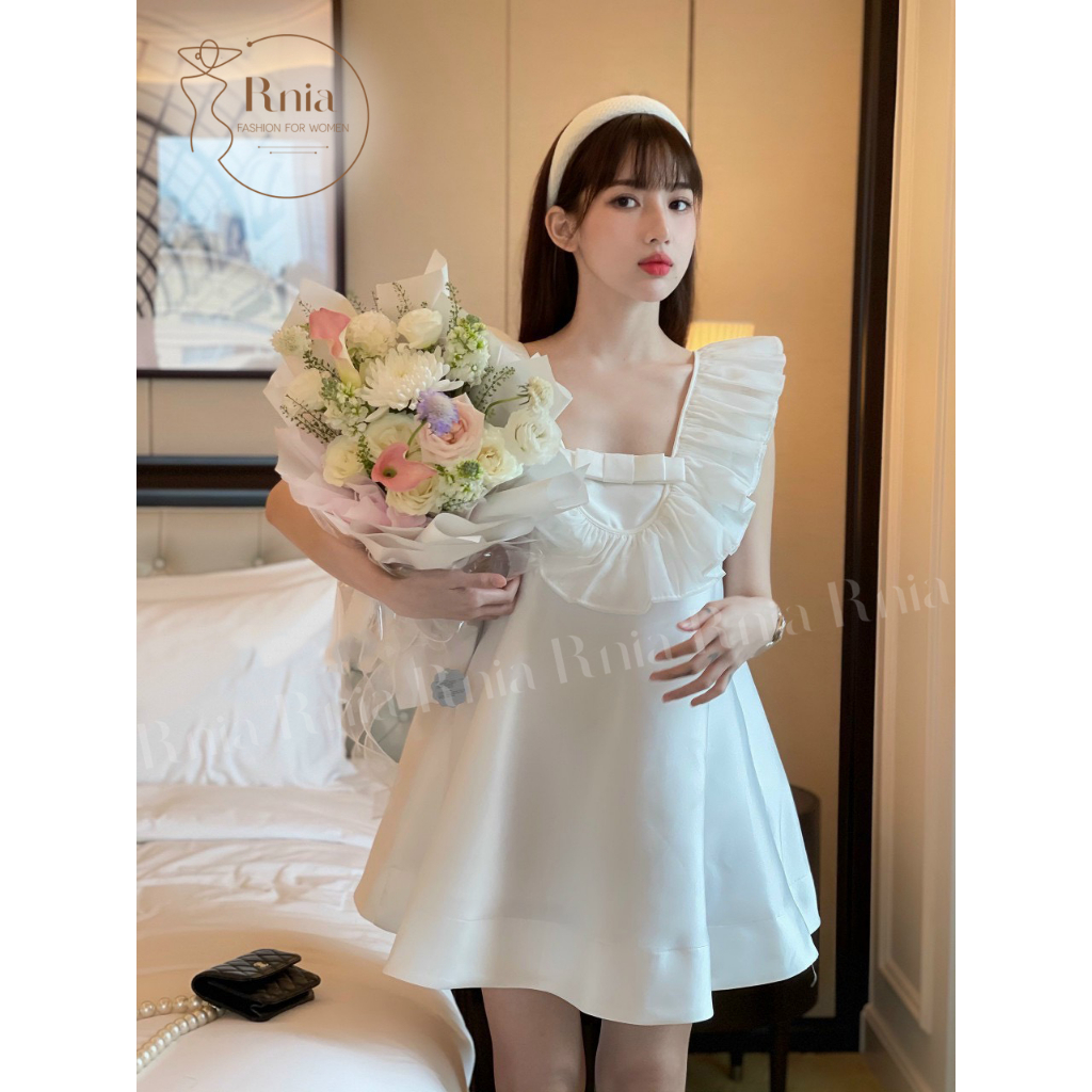 Đầm váy Xòe Chữ A Vai Bèo tiểu thư RNIA V23110