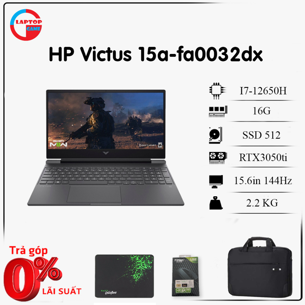Mới100% Laptop HP Victus 2022 15-fa0032dx Core i7-12650H, 16GB, 512GB, RTX