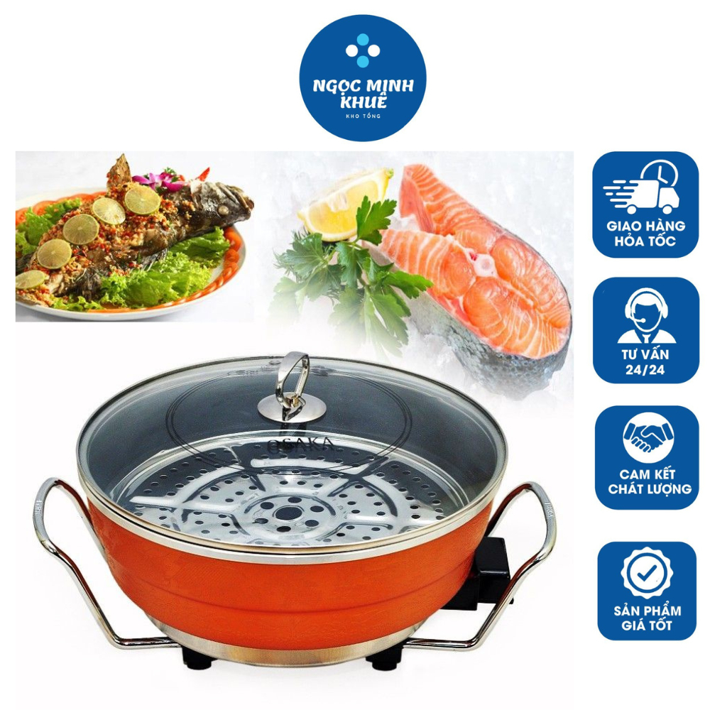 Nồi Lẩu Điện Đa Năng Chống Dính Nhật Bản Osaka 7903s, Chảo Điện Đa Năng An Toàn Cao Cấp Nồi lẩu điện OSAKA 6L