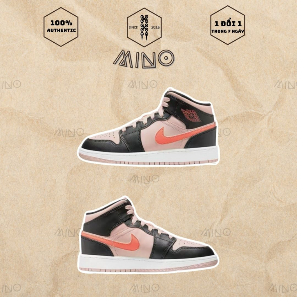 Giày Air Jordan 1 Mid GS Black Pink Crimson (554725-604)