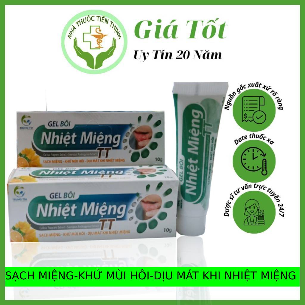 Gel bôi nhiệt miệng DƯỢC PHẨM TRUNG TÍN- giảm viêm sưng lợi, hạn chế loét miệng tái phát, chống sâu răng