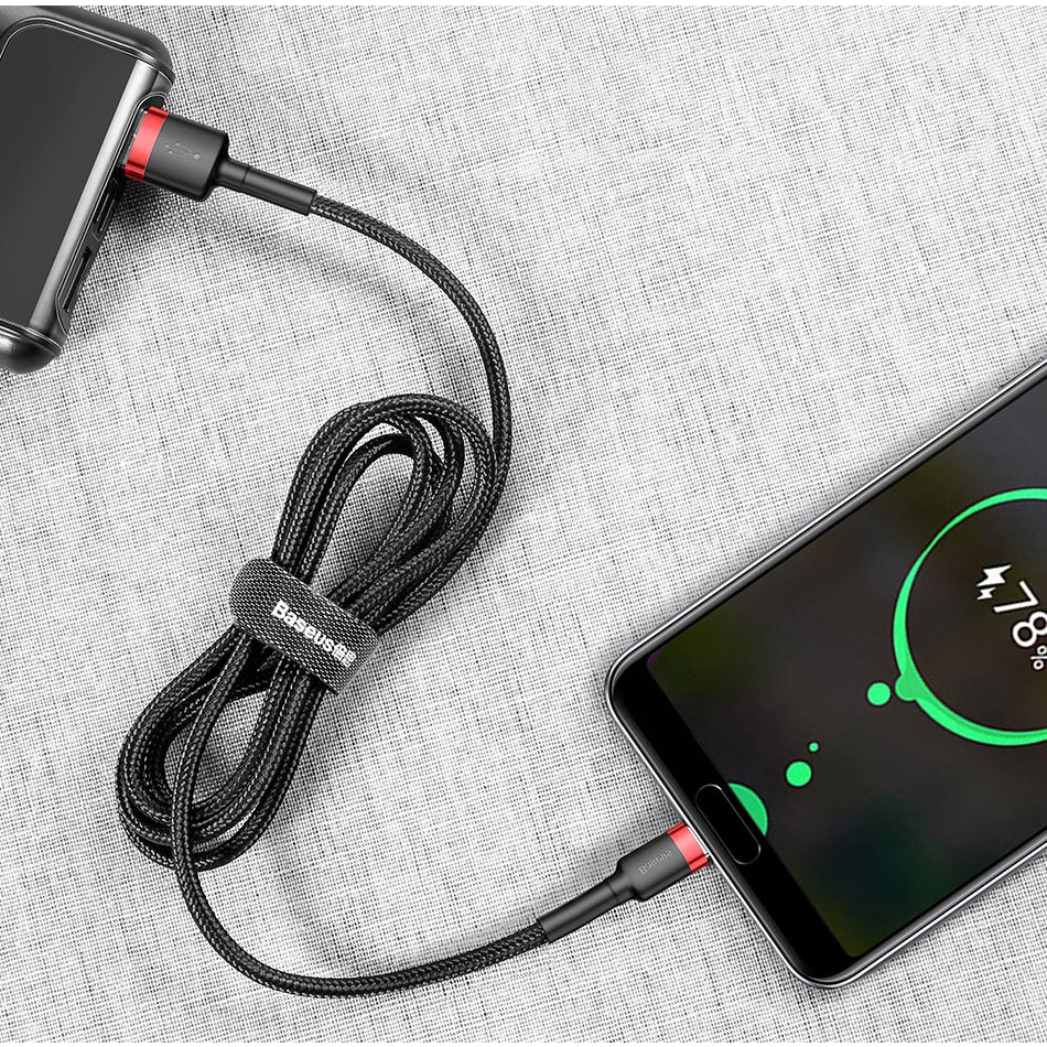 Cáp Sạc USB ip Baseus Sạc Nhanh 3A QC 3.0 Dây Bọc Dù Dài 1m/2m/3m Cho Điện Thoại Samsung Huawei Xiaomi