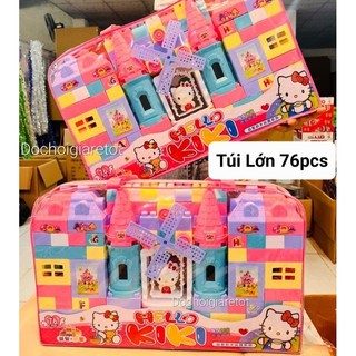 Đồ chơi túi lắp ráp xếp hình khối lớn hello kitty cho bé gái 76 chi tiết - món quà màu hồng siêu yêu