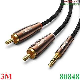 Cáp audio âm thanh 3.5mm ra 2 rca dài 3m ugreen 80848 cao cấp
